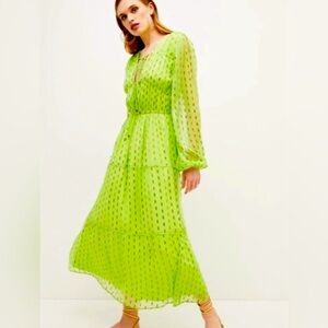 Karen Millen, Metallic Gold & Green Midi Dress, UK 12/ US 8, LKNW